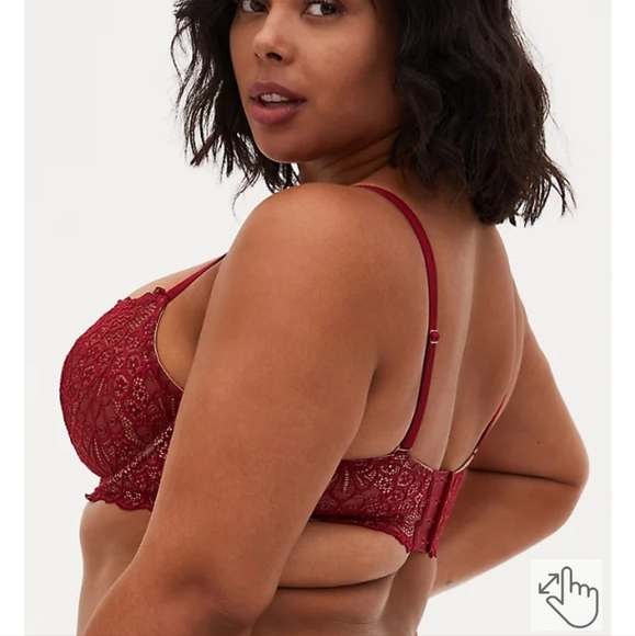 🔹DARK RED LACE UNLINED BALCONETTE BRA - Picture 3 of 7